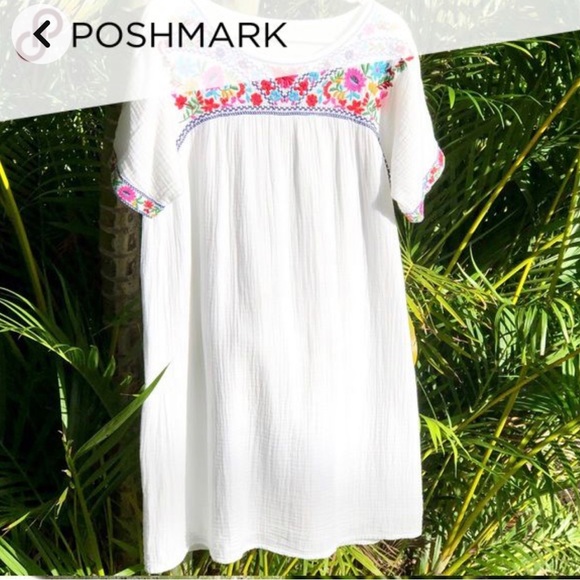 Beach lunch lounge collection white floral  dress size M - Picture 5 of 5